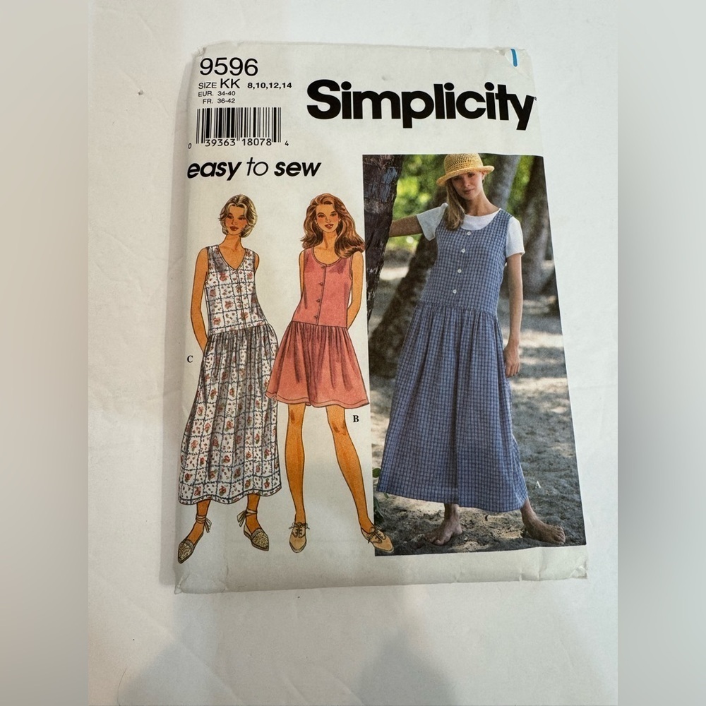 Vintage Simplicity Pattern 9596 Misses' Dress Or Jumper Size KK 8-14 UNCUT
